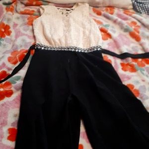 White and black pants roper with sparkly diamonds